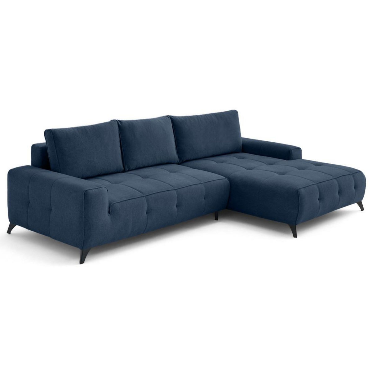 LISA DESIGN Rimini - canapé d'angle droit 4 places convertible avec coffre en tissu texturé