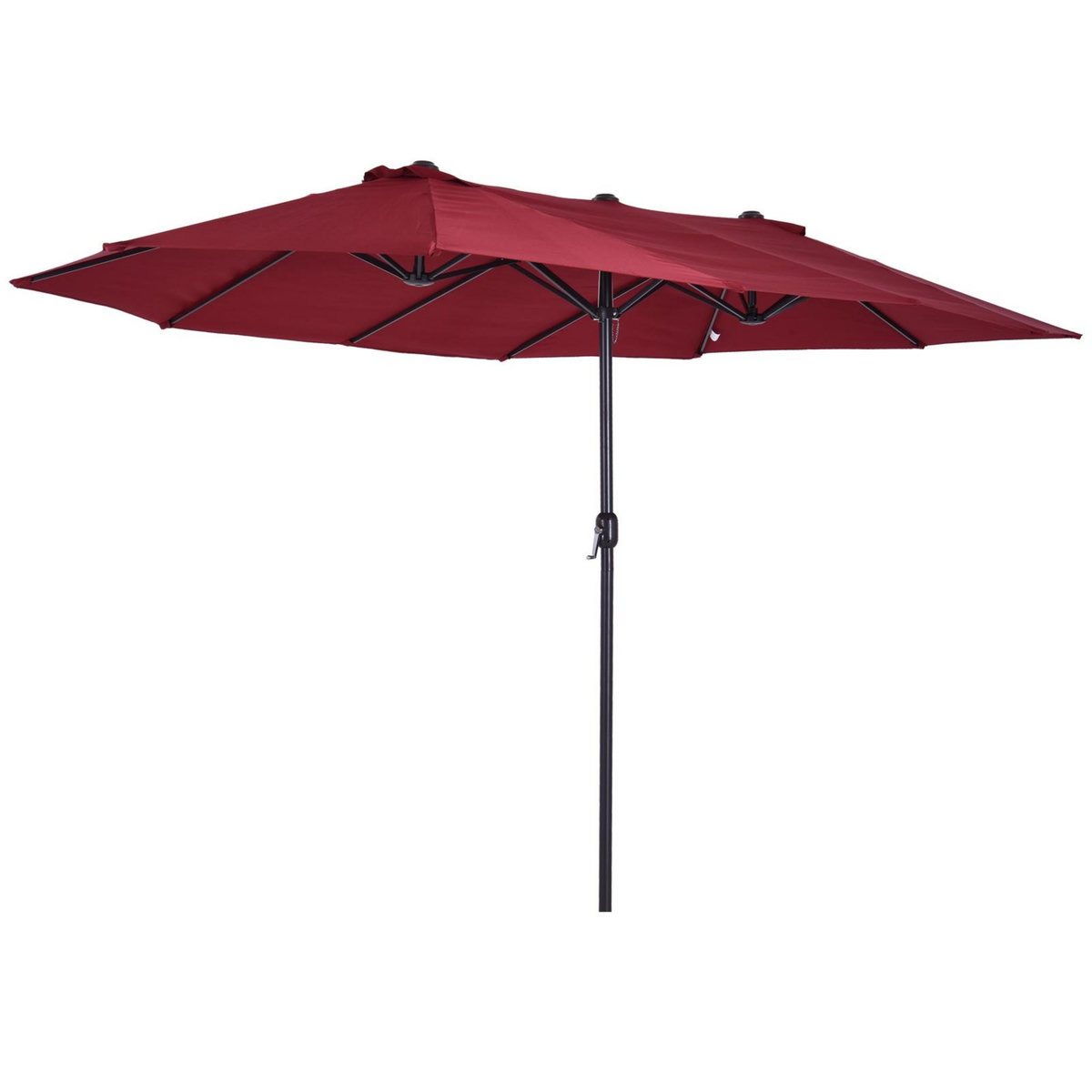 OUTSUNNY Parasol de jardin XXL parasol grande taille 4,6L x 2,7l x 2,4H m ouverture fermeture manivelle acier polyester haute densité bordeaux