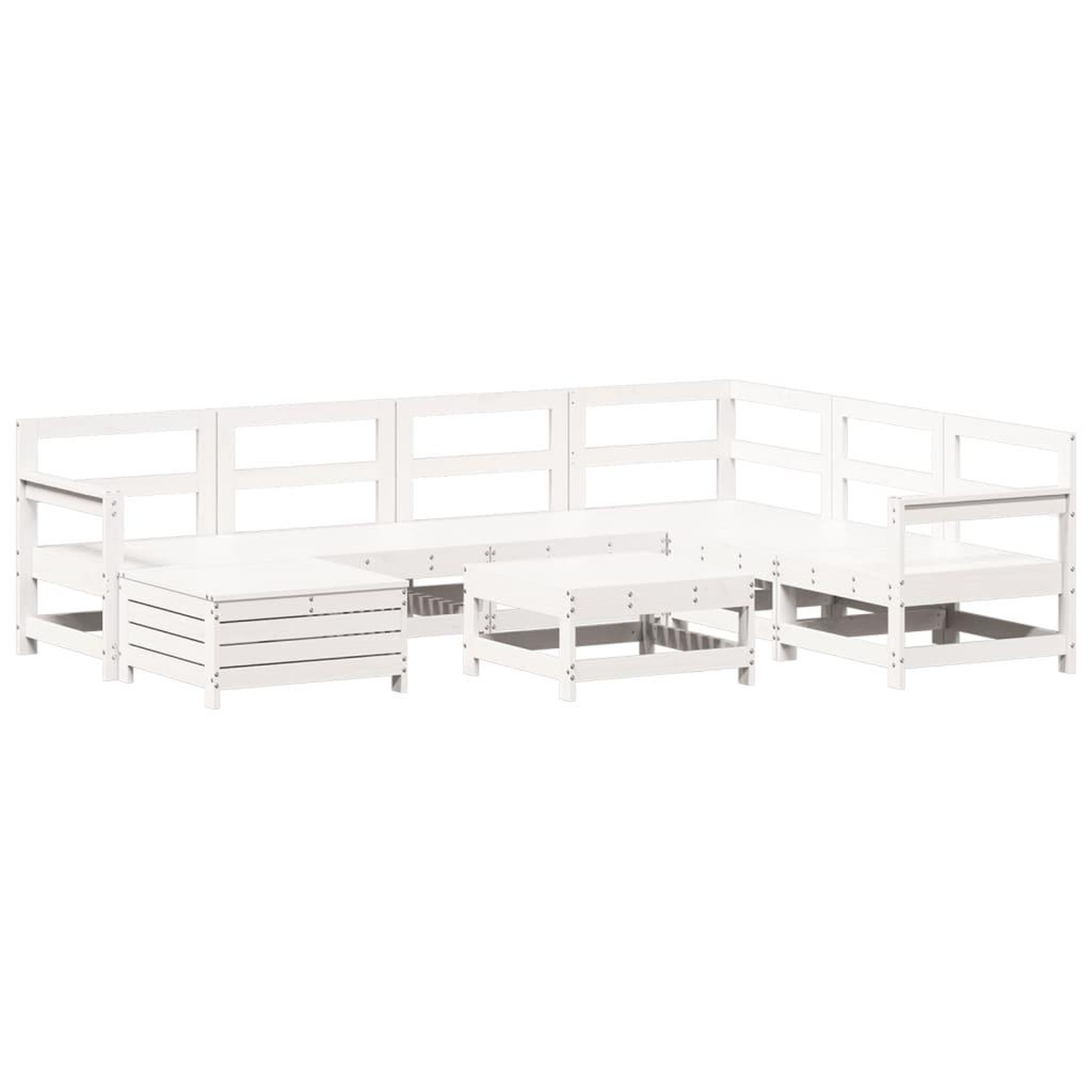 Voir la diapositive 2 : VIDAXL Salon de jardin 8 pcs blanc bois de pin massif