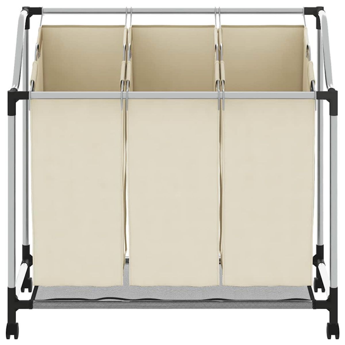 VIDAXL Trieuse a linge avec 3 sacs Creme Acier