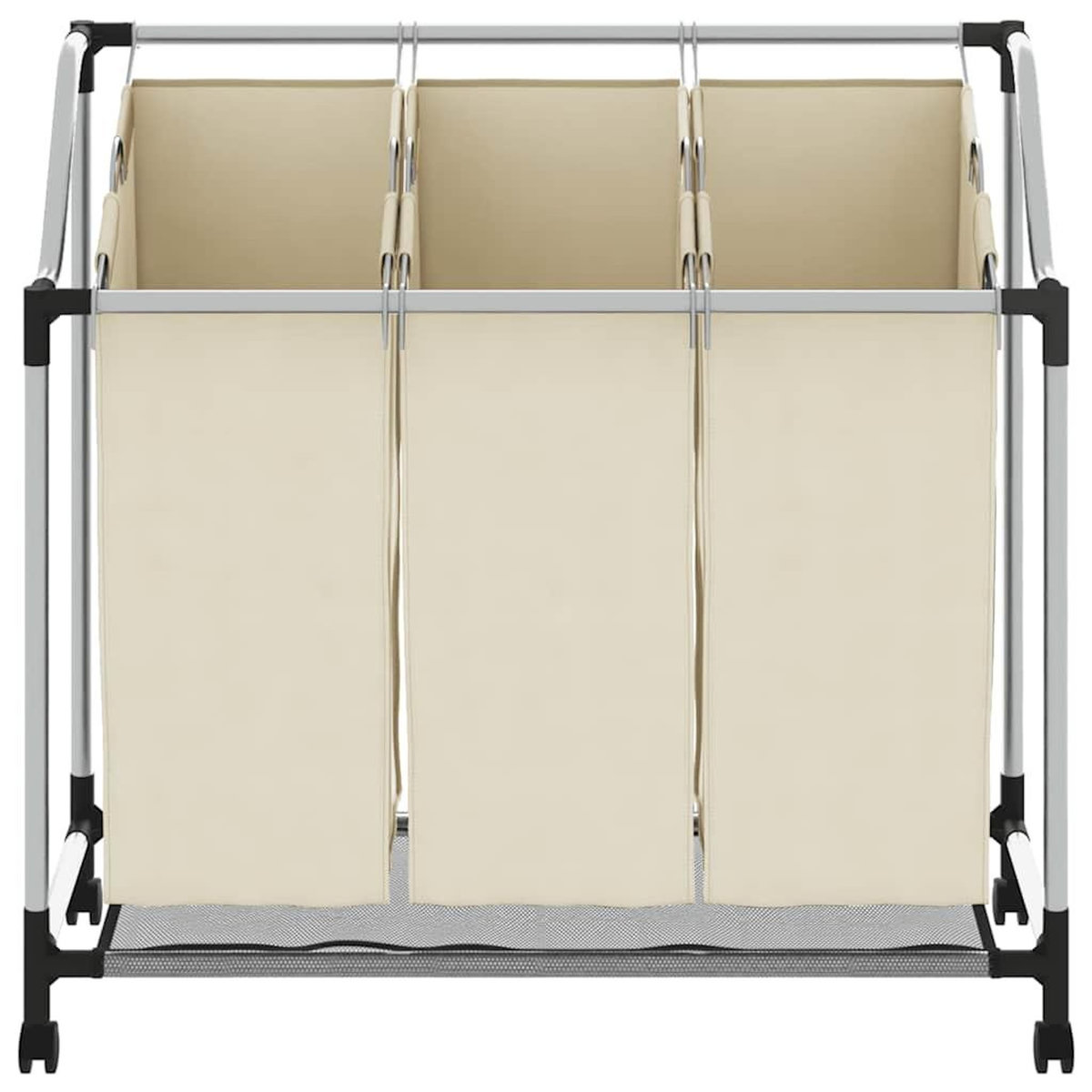 VIDAXL Trieuse a linge avec 3 sacs Creme Acier