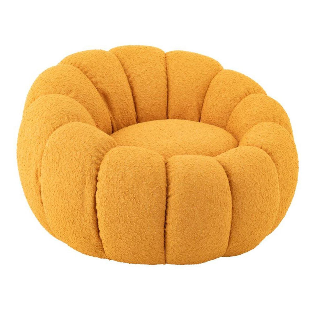 Paris Prix Fauteuil Coquillage en Tissu  Fleur  101cm Moutarde