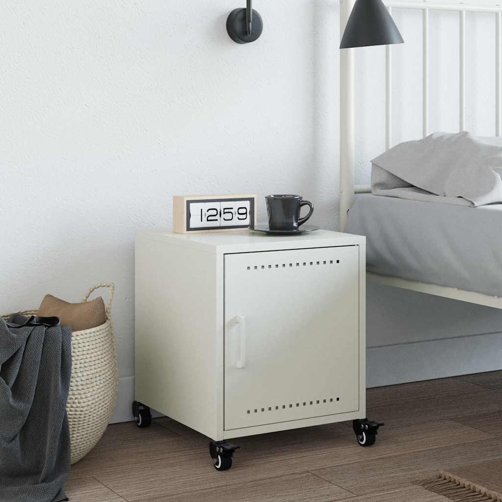 Voir la diapositive 3 : VIDAXL Table de chevet blanc 36x39x43,5 cm acier
