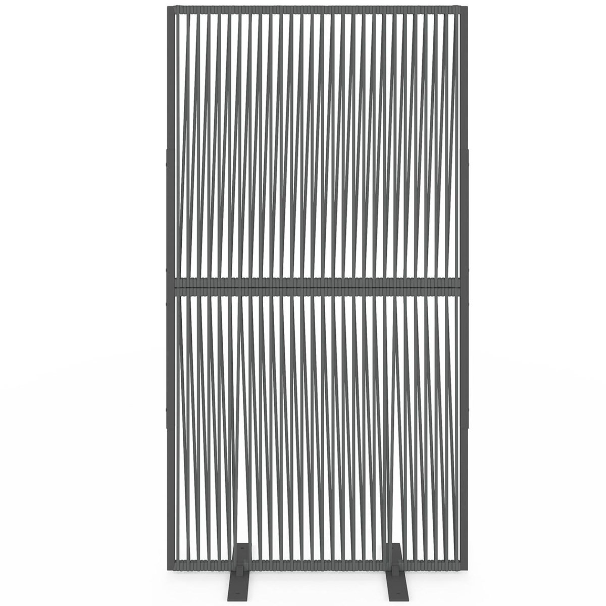 ID MARKET Paravent extérieur ajouré claustra décoratif 80 x 150 cm RIO cordage effet rotin et métal gris anthracite