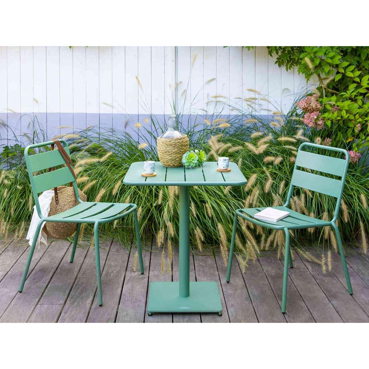 HESPERIDE Table de jardin carrée Phuket Olive 65 x 65 cm - 2 places - Hespéride