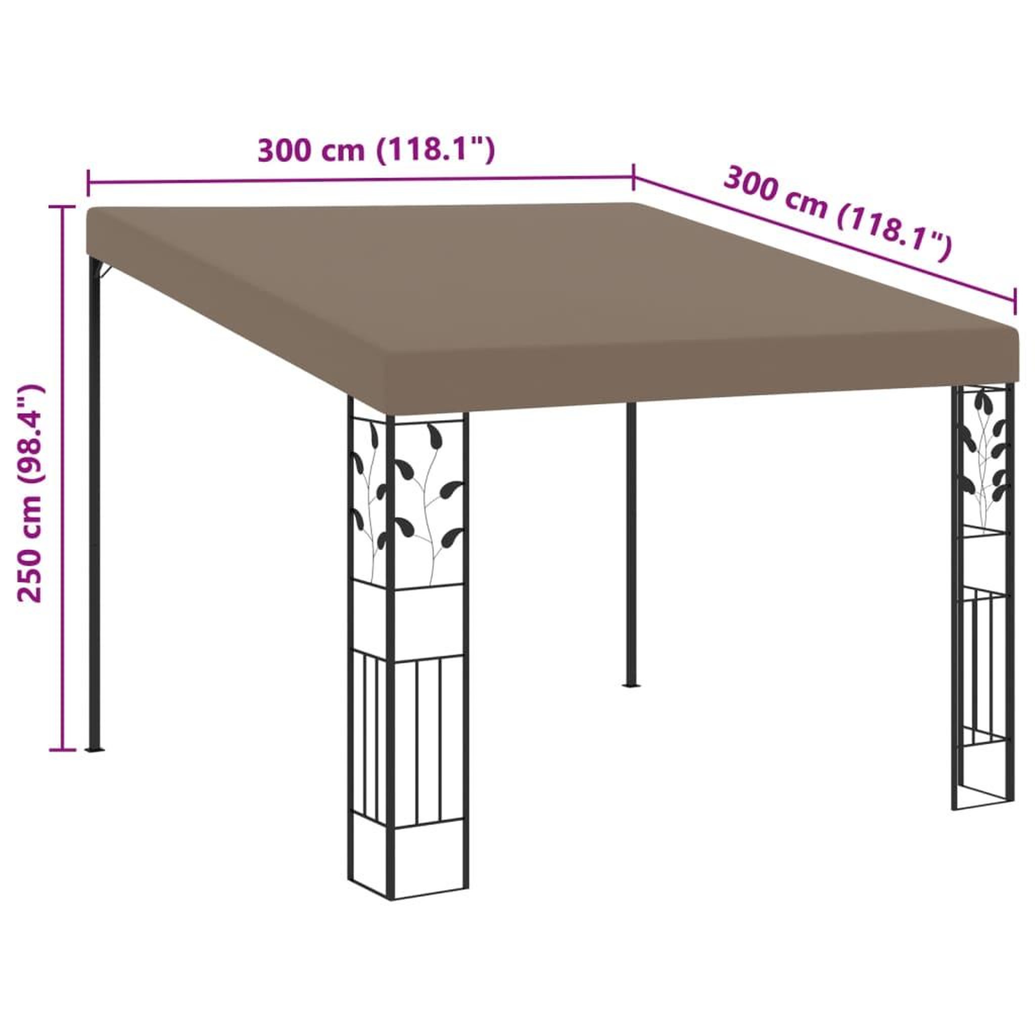 Voir la diapositive 6 : VIDAXL Belvedere mural 3x3x2,5 m Taupe