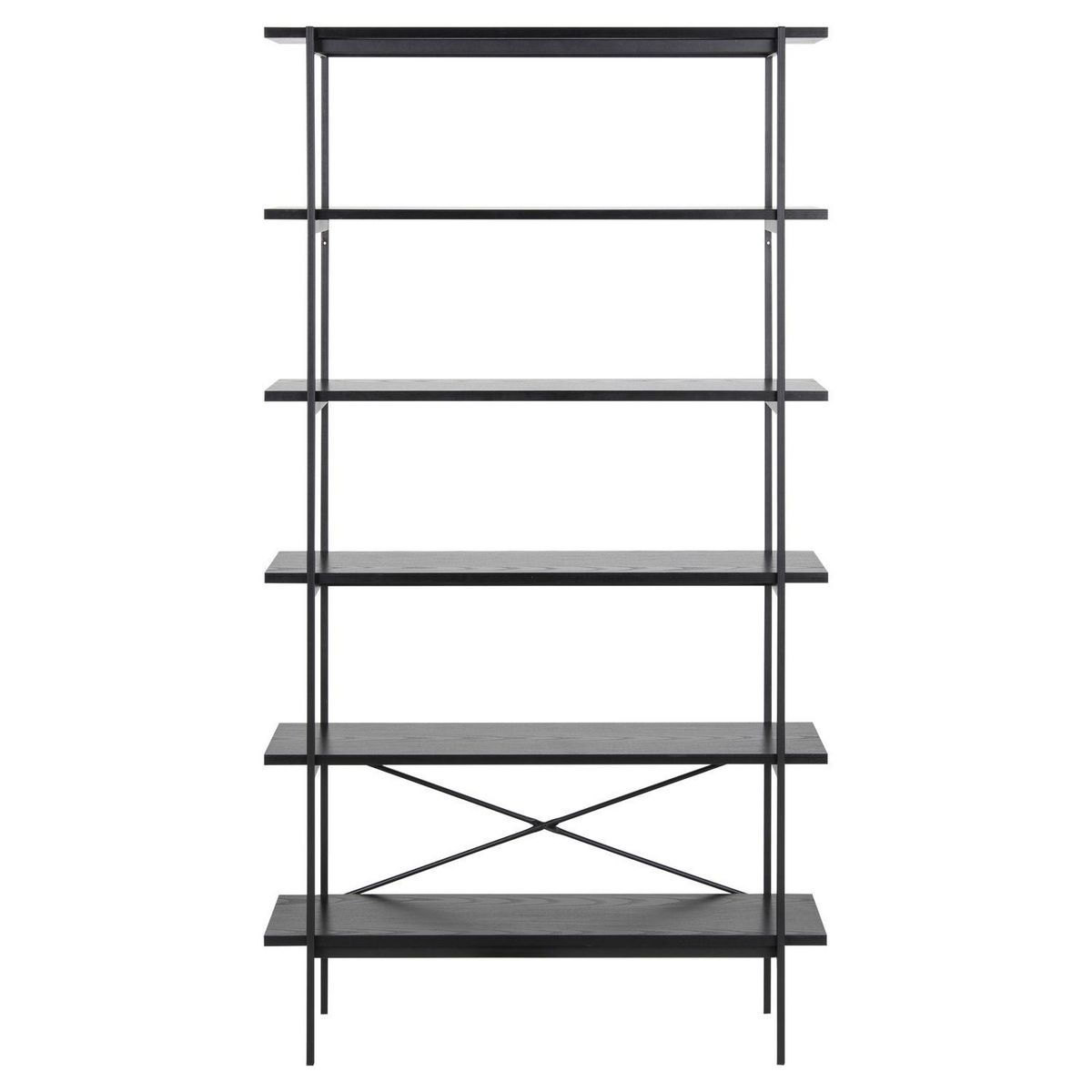 TOILINUX Bibliothèque 5 étagères en MDF et Métal - Noir