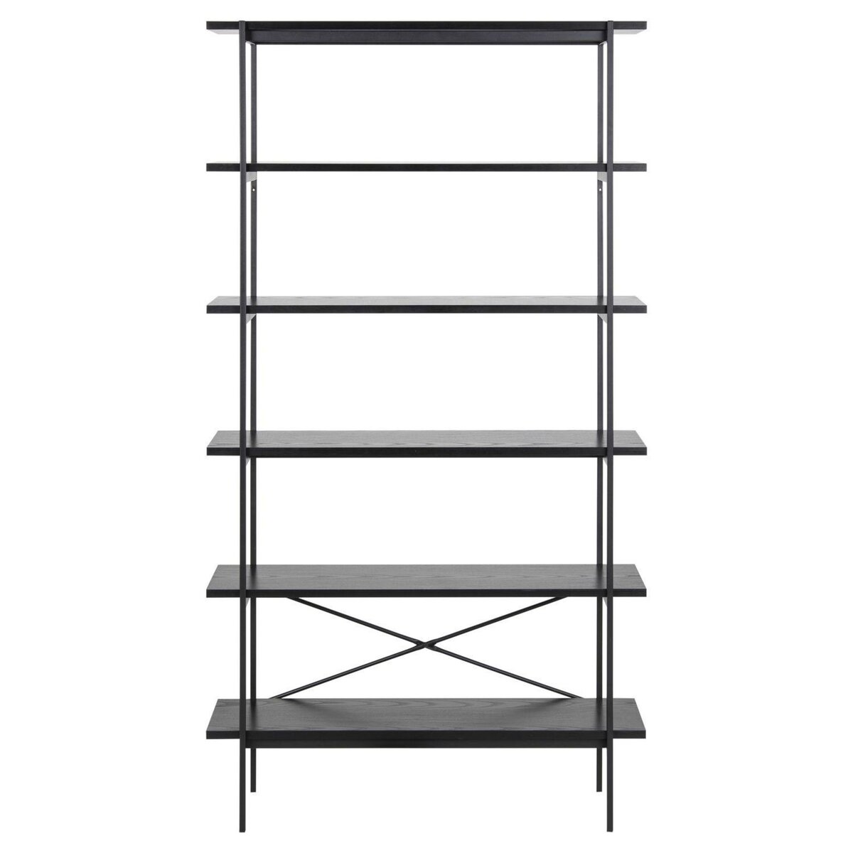 TOILINUX Bibliothèque 5 étagères en MDF et Métal - Noir