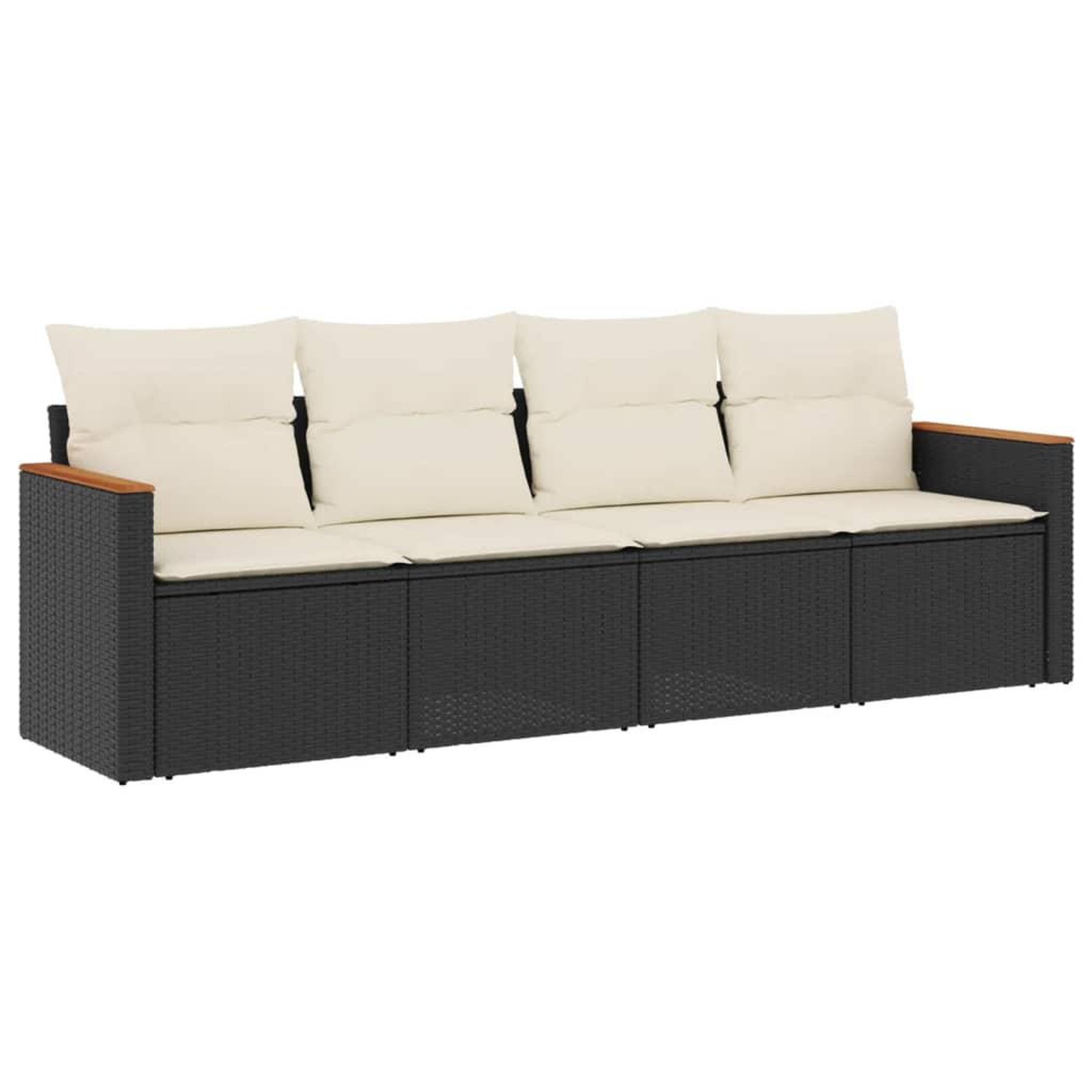 Voir la diapositive 2 : VIDAXL Salon de jardin 4 pcs avec coussins noir resine tressee