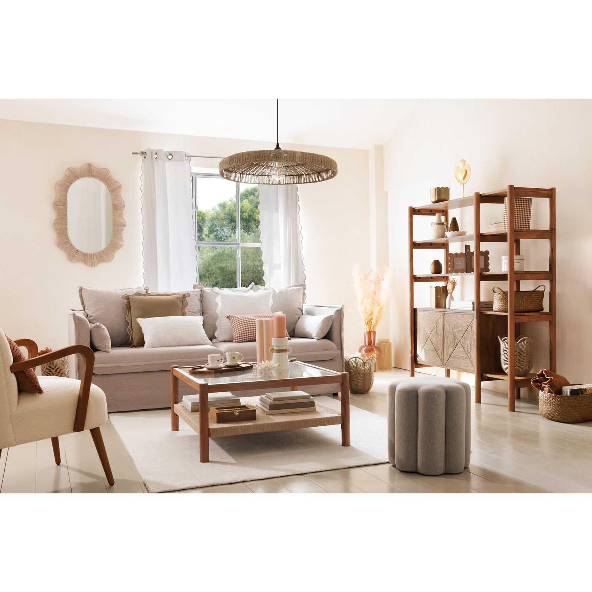 Voir la diapositive 2 : ATMOSPHERA Pouf design floral en tissu - Beige