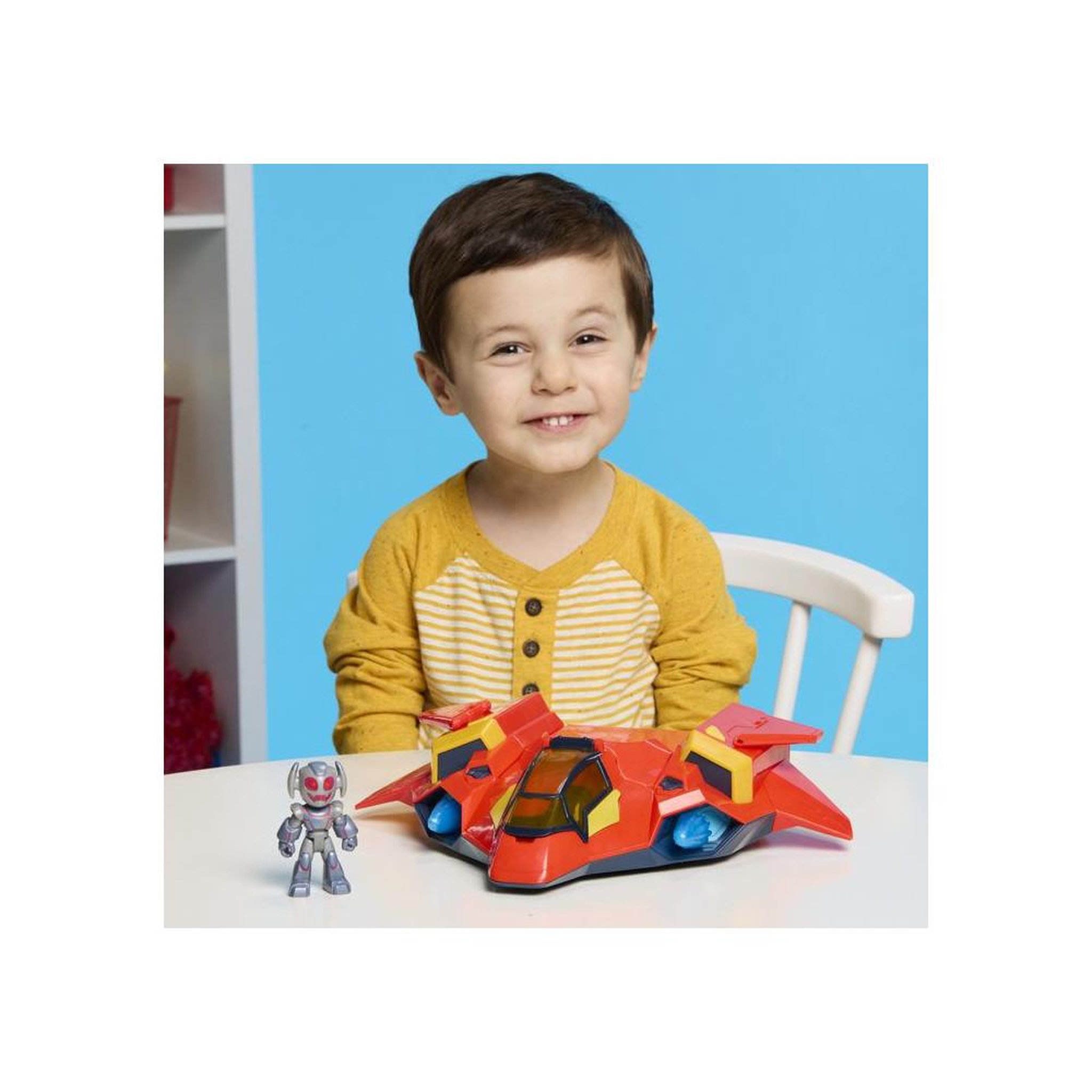 Voir la diapositive 4 : HASBRO Set véhicule jet armure géante iron man avec figurines 7,6 cm et accessoires, mech et avion, avec 2 figurines articulées