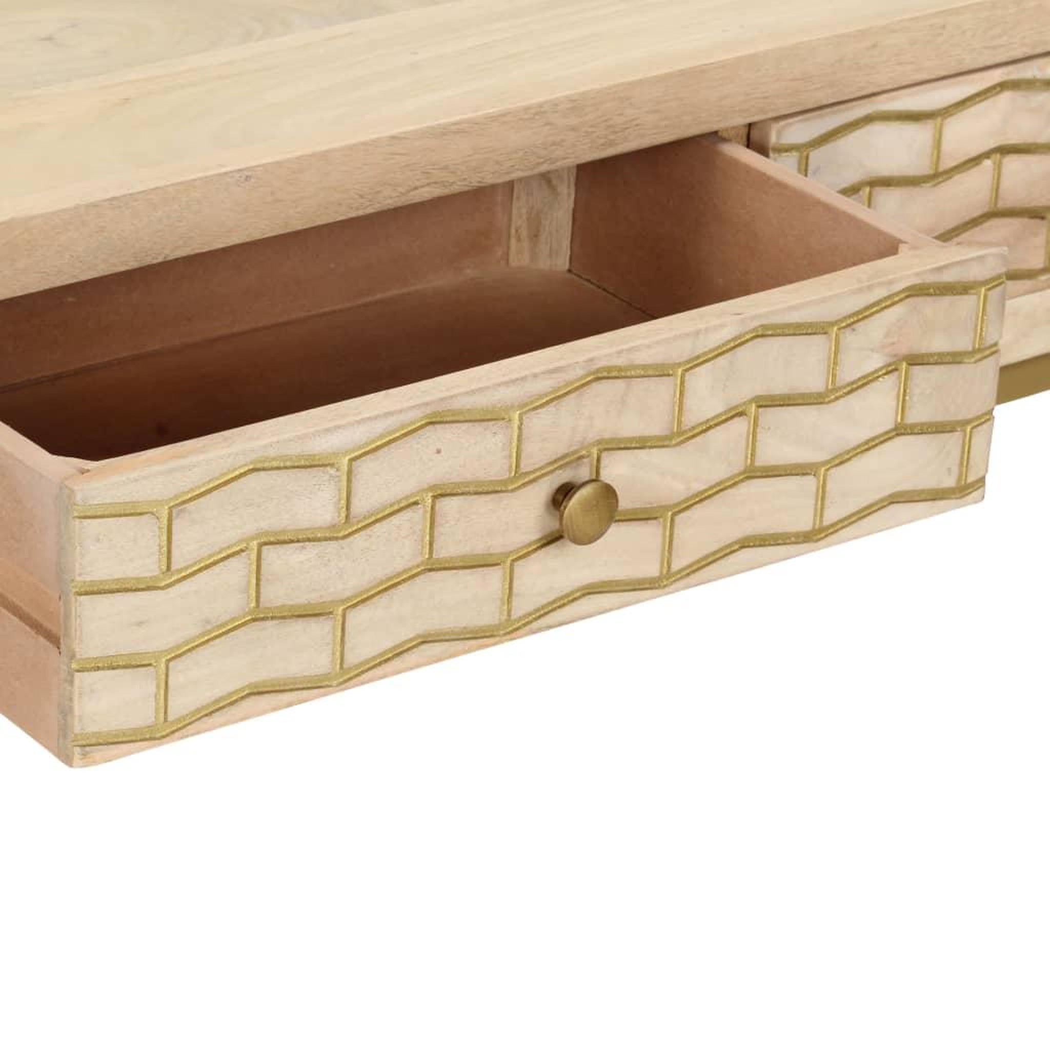 Voir la diapositive 5 : VIDAXL Table console dore 90x30x75 cm bois solide de manguier
