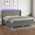 VIDAXL Sommier a lattes de lit matelas LED Gris fonce 200x200 cm Tissu