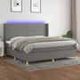 Voir la diapositive 1 : VIDAXL Sommier a lattes de lit matelas LED Gris fonce 200x200 cm Tissu