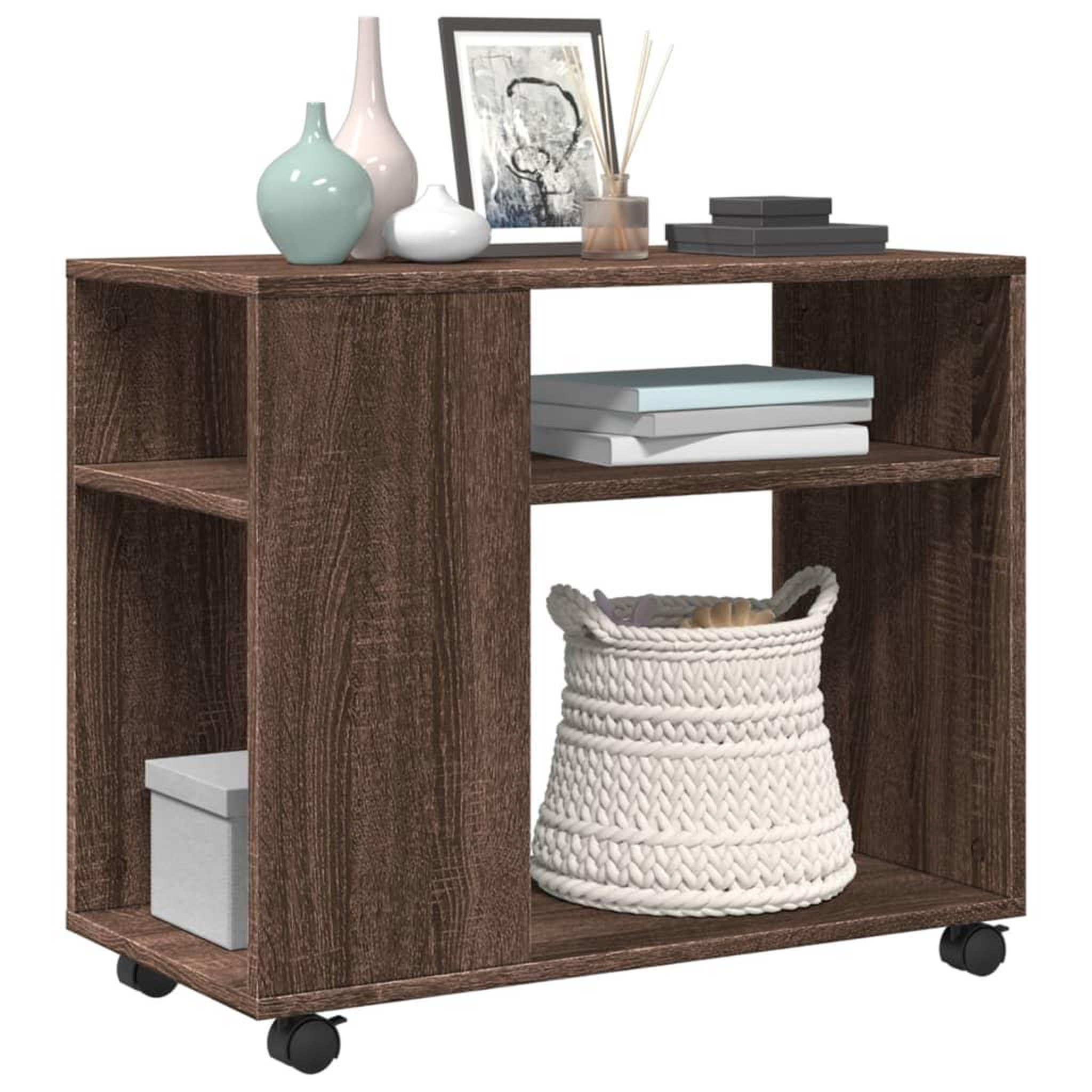 Voir la diapositive 4 : VIDAXL Table d'appoint avec roues chene marron bois d'ingenierie