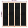 Voir la diapositive 6 : VIDAXL Cloison de separation 4 panneaux Noir 160x170x4 cm Tissu