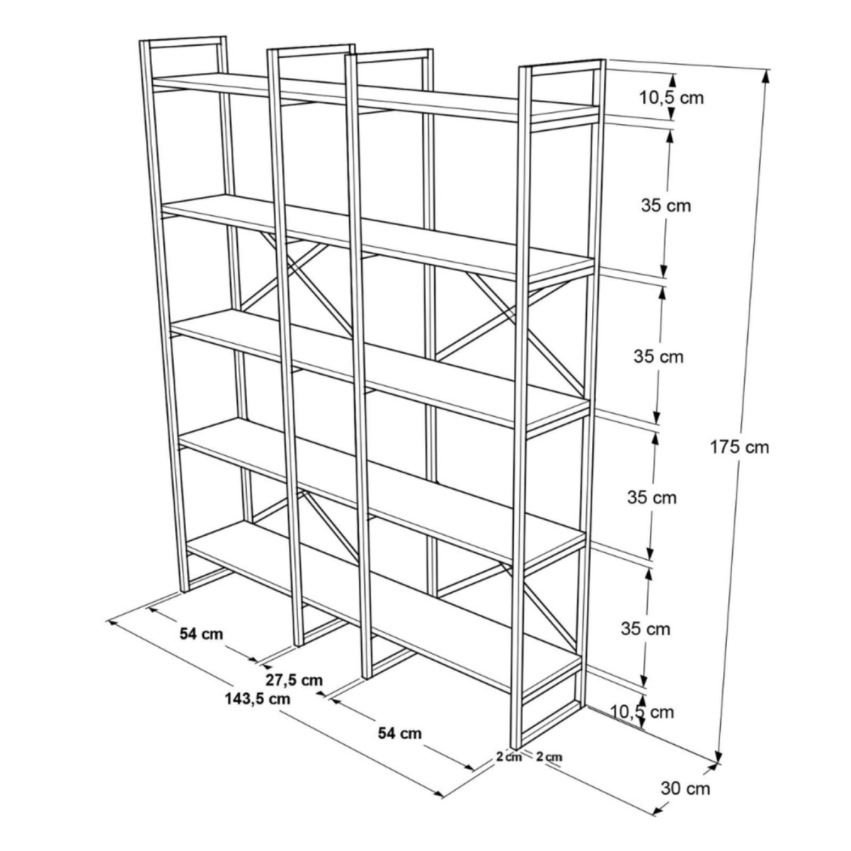 CONCEPT USINE Bibliothèque bois et métal FABI