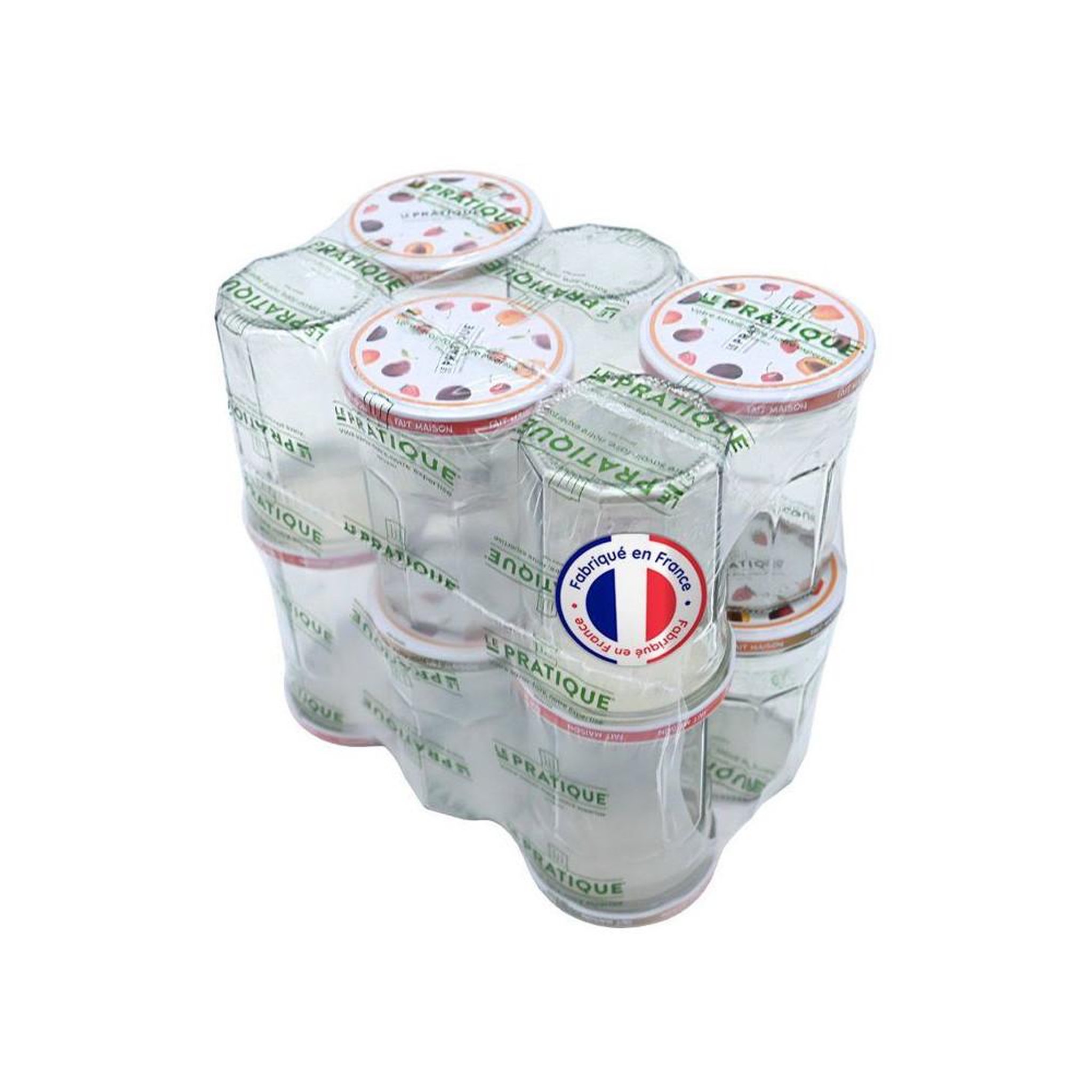 LE PRATIQUE Bocal à confiture le pratique pack de 12, verre transparent 385 ml, couvercle twist-off ø82 mm, hauteur 12 cm