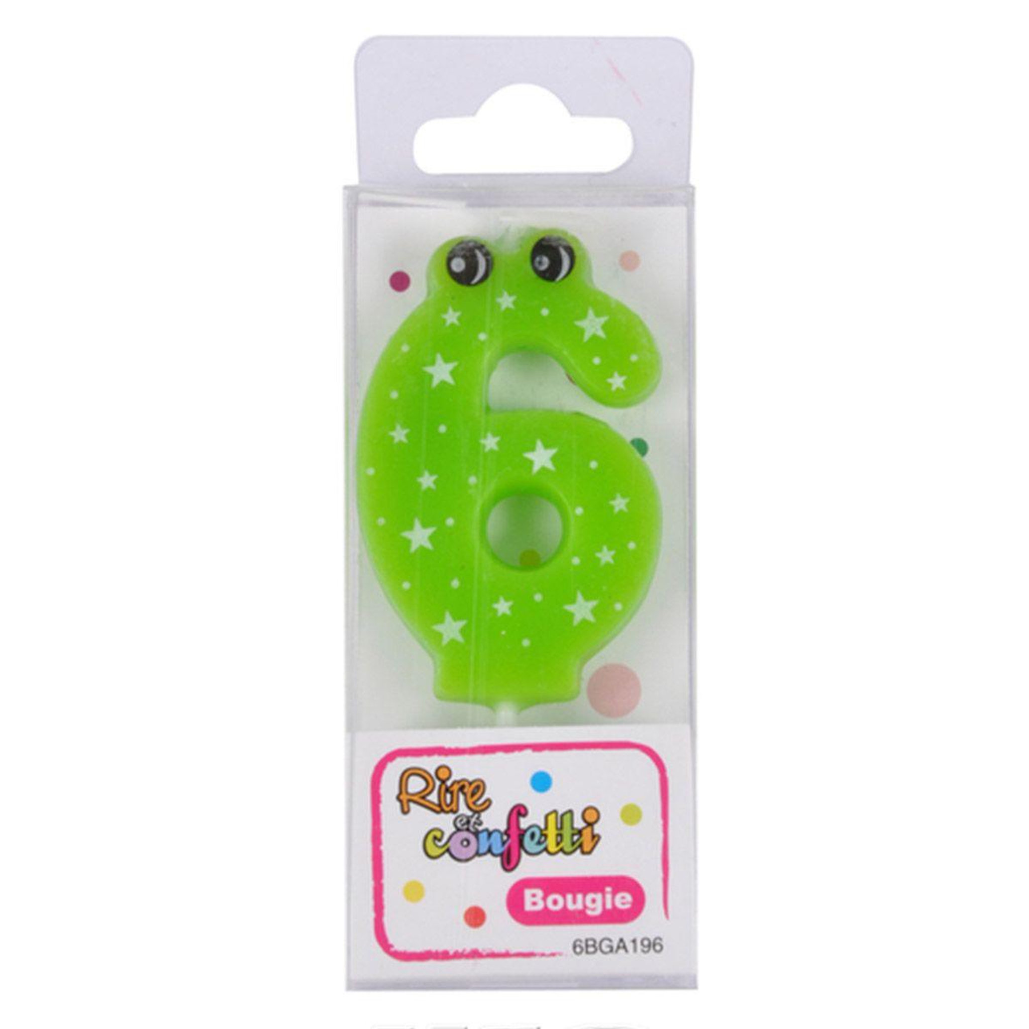 Voir la diapositive 2 : HOMEA Bougie d'Anniversaire  Chiffre 6  5cm Vert