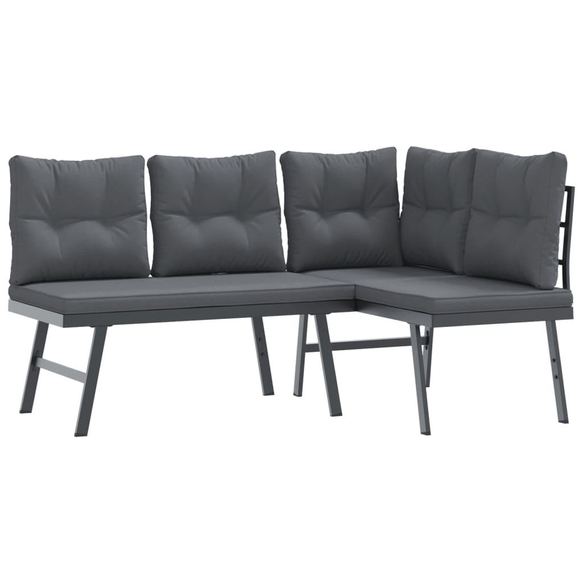 Voir la diapositive 2 : VIDAXL Bancs de jardin avec coussins lot de 2 acier enduit de poudre