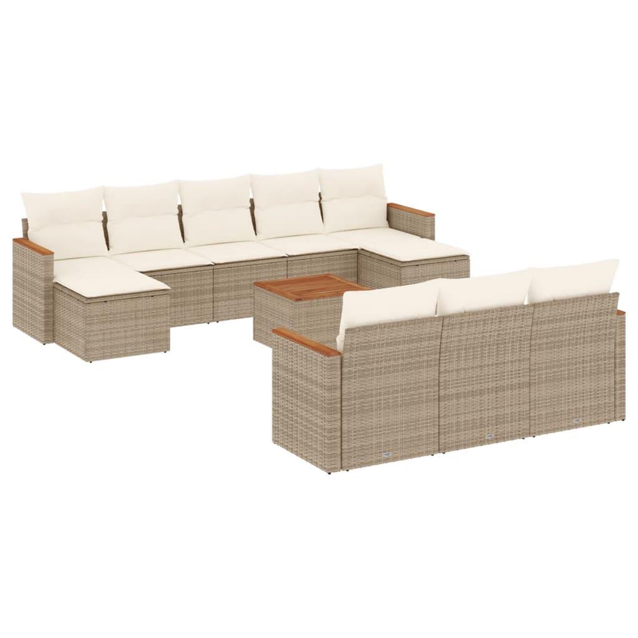 Voir la diapositive 2 : VIDAXL Salon de jardin 11 pcs avec coussins beige resine tressee