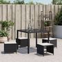 Voir la diapositive 3 : VIDAXL Tabourets de jardin et coussins lot de 4 noir 41x41x36 cm rotin