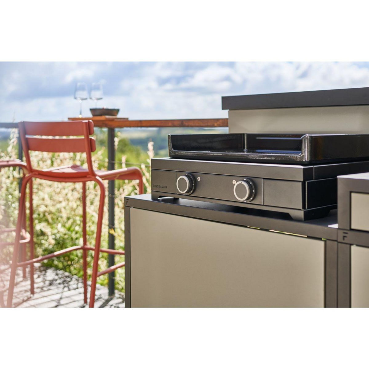 FORGE ADOUR Plancha électrique Modern E 60 A N noir 2 brûleurs à poser 65.5x39.5 cm