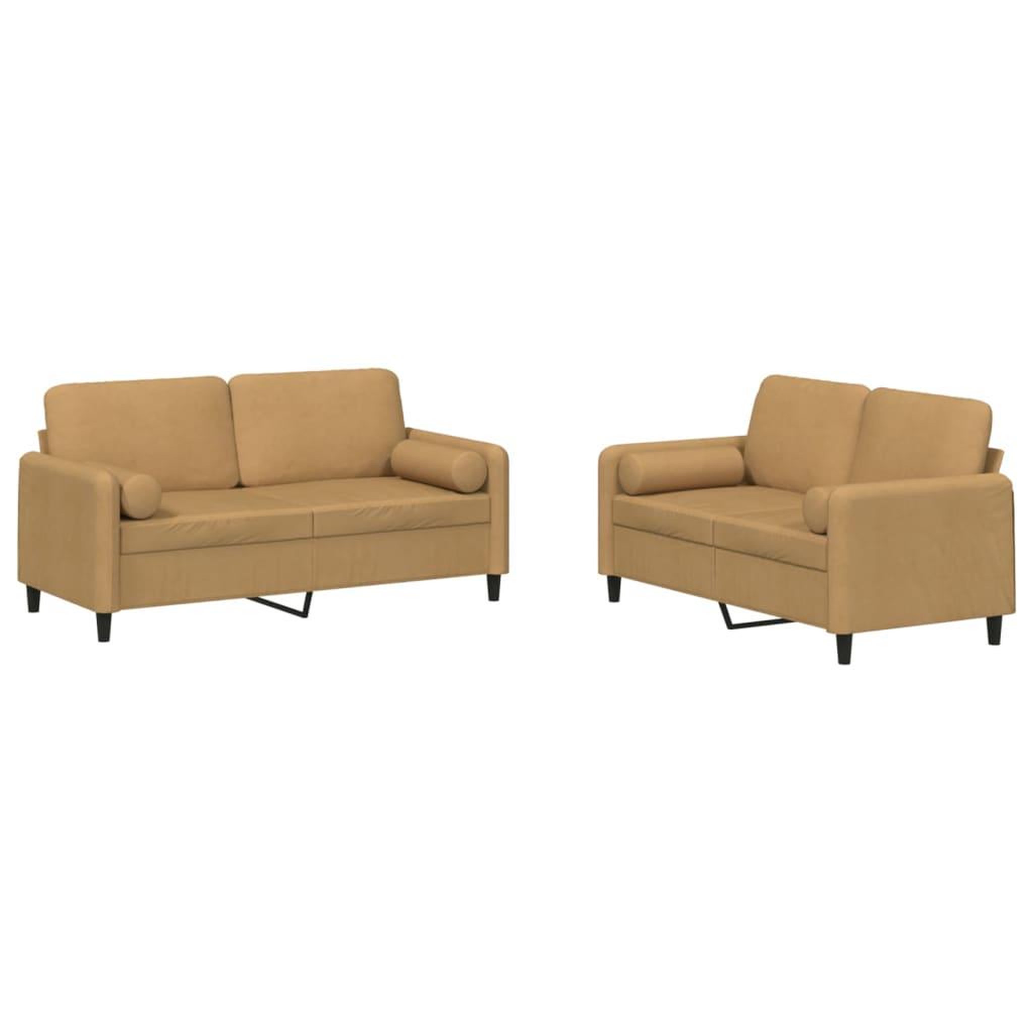 Voir la diapositive 2 : VIDAXL Ensemble de canapes 2 pcs avec coussins marron velours