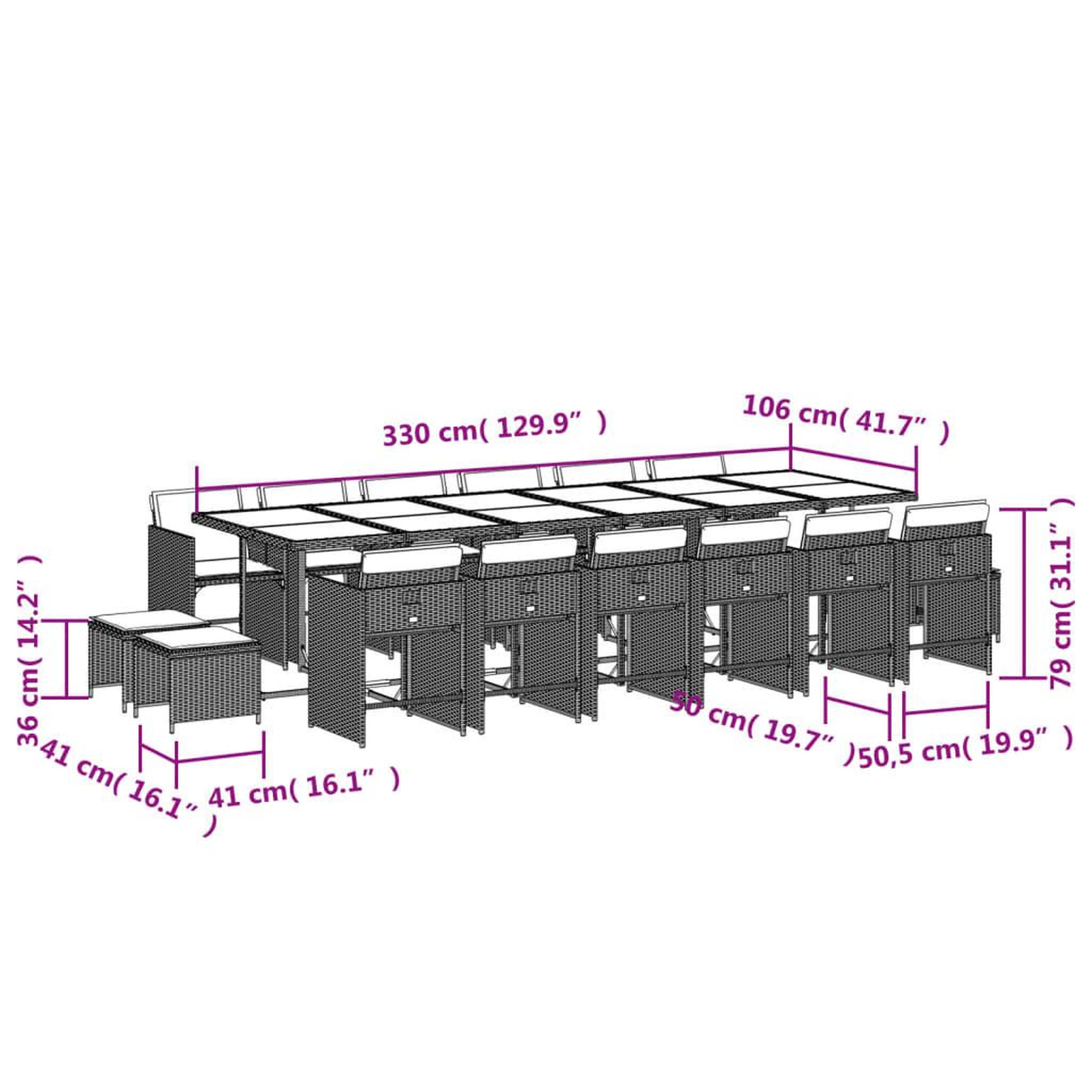 Voir la diapositive 6 : VIDAXL Ensemble a manger de jardin et coussins 17 pcs melange beige
