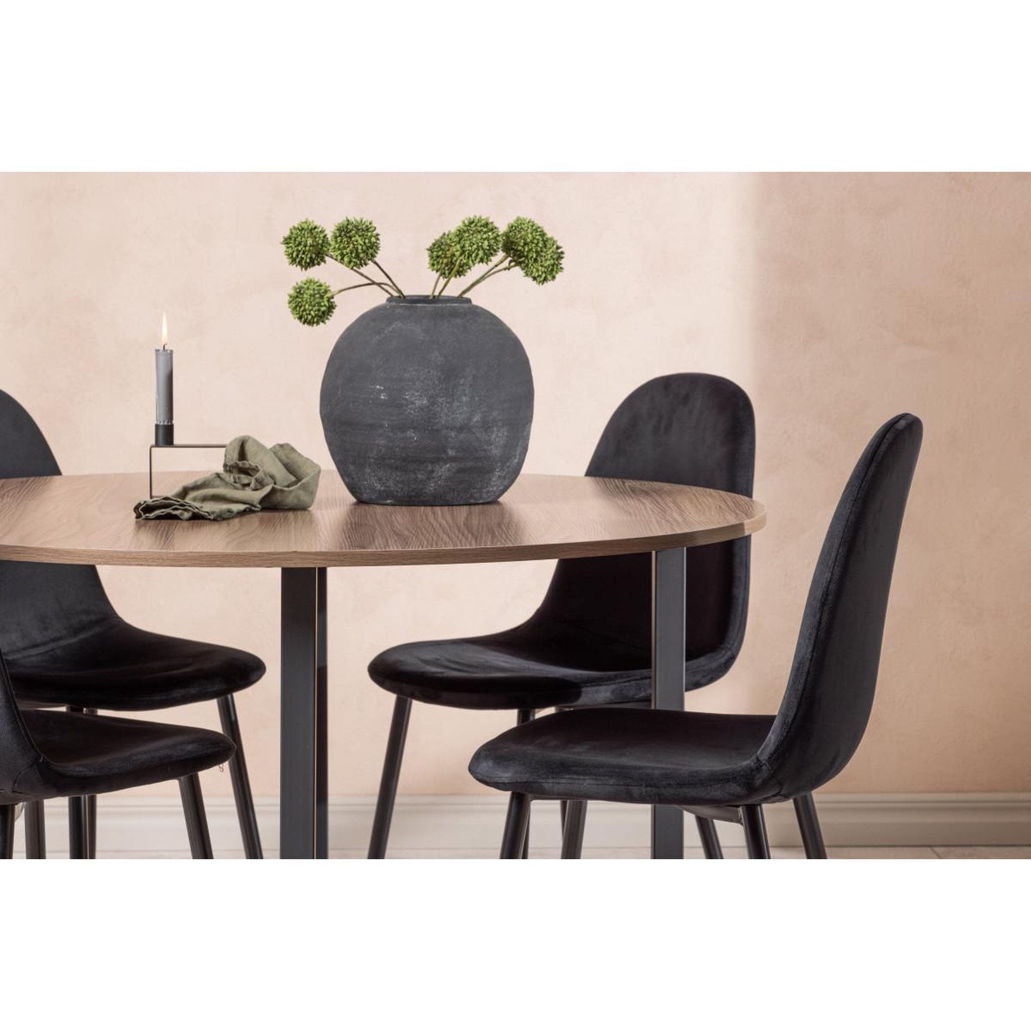 Voir la diapositive 5 : Paris Prix Ensemble table à manger & 4 chaises  durango & polar  120cm noyer & noir