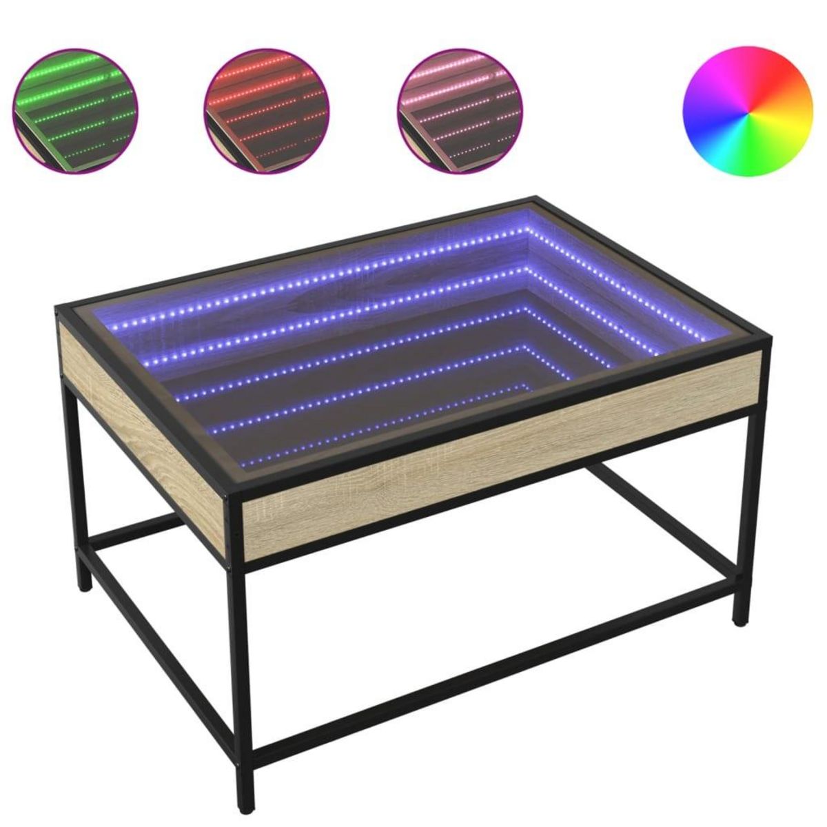 VIDAXL Table basse avec LED infini chene sonoma 70x50x41 cm