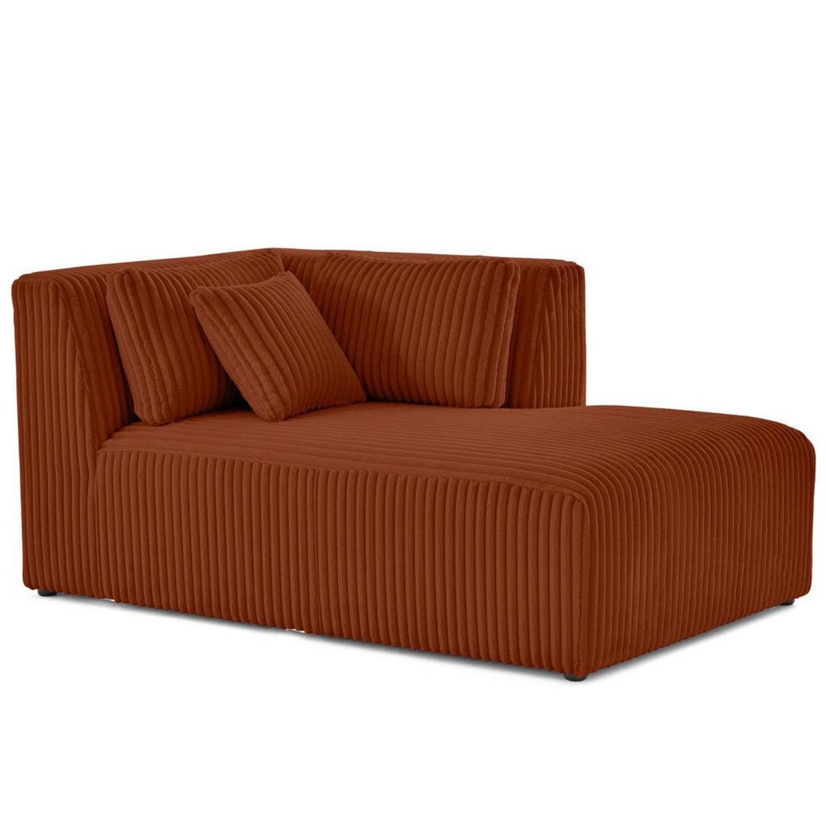 LISA DESIGN Victoire - module d'assise méridienne droit en velours côtelé grosses côtes