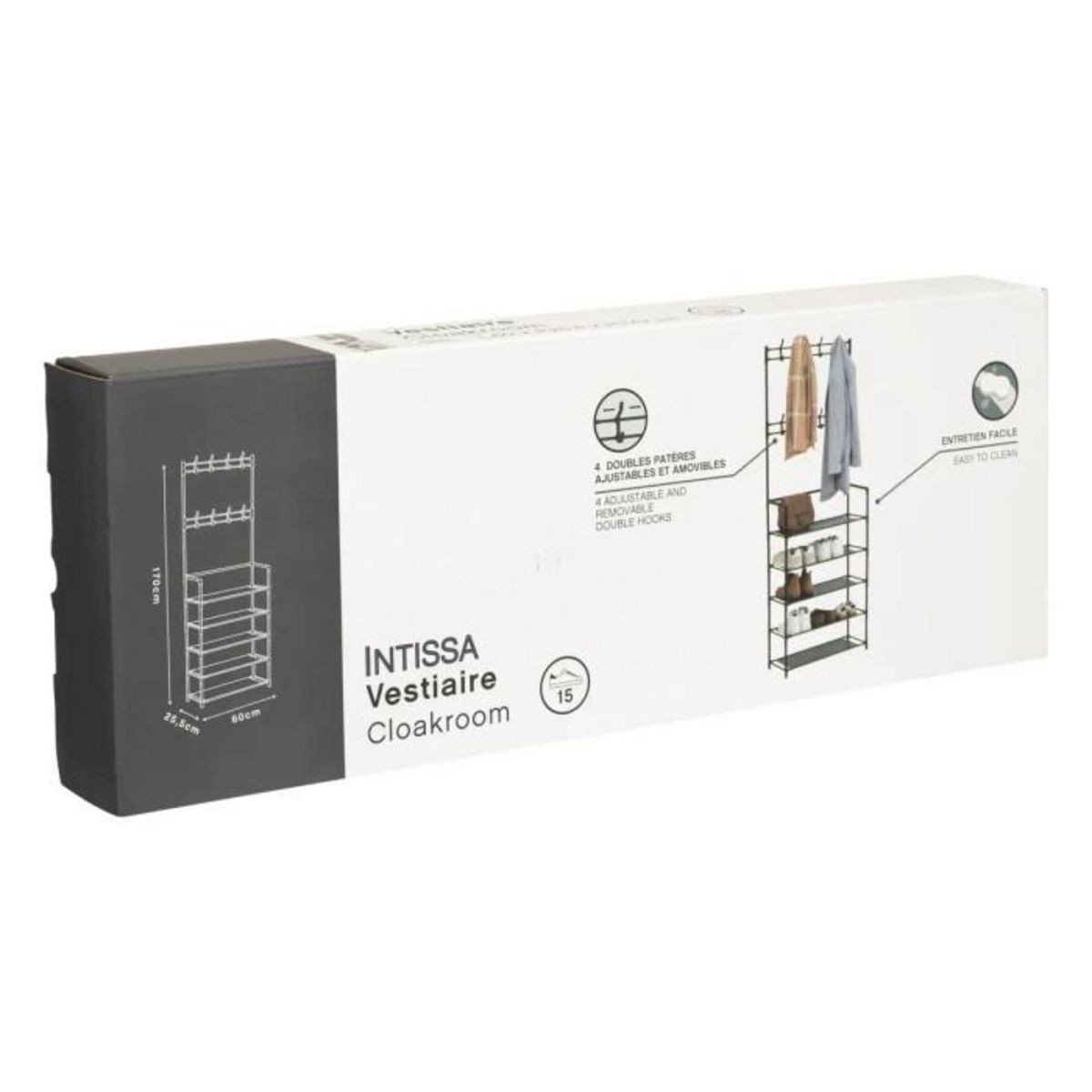 ATMOSPHERA Vestiaire d'Entrée en Métal  Intissa  170cm Noir