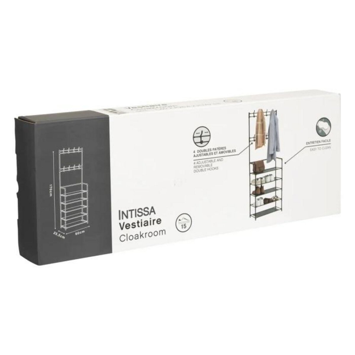 ATMOSPHERA Vestiaire d'Entrée en Métal  Intissa  170cm Noir