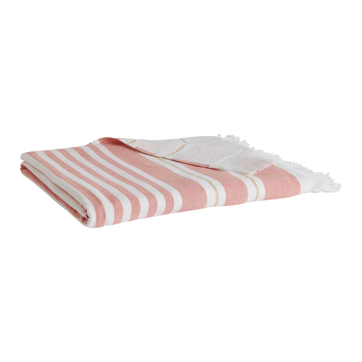 ACTUEL Foutah de plage en coton 400g/m²  finition frange motifs rayures
