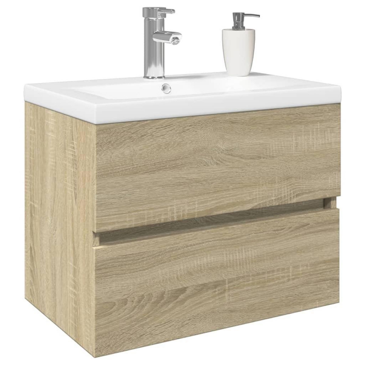 VIDAXL Ensemble de meubles de bain 2pcs ceramique et bois d'ingenierie