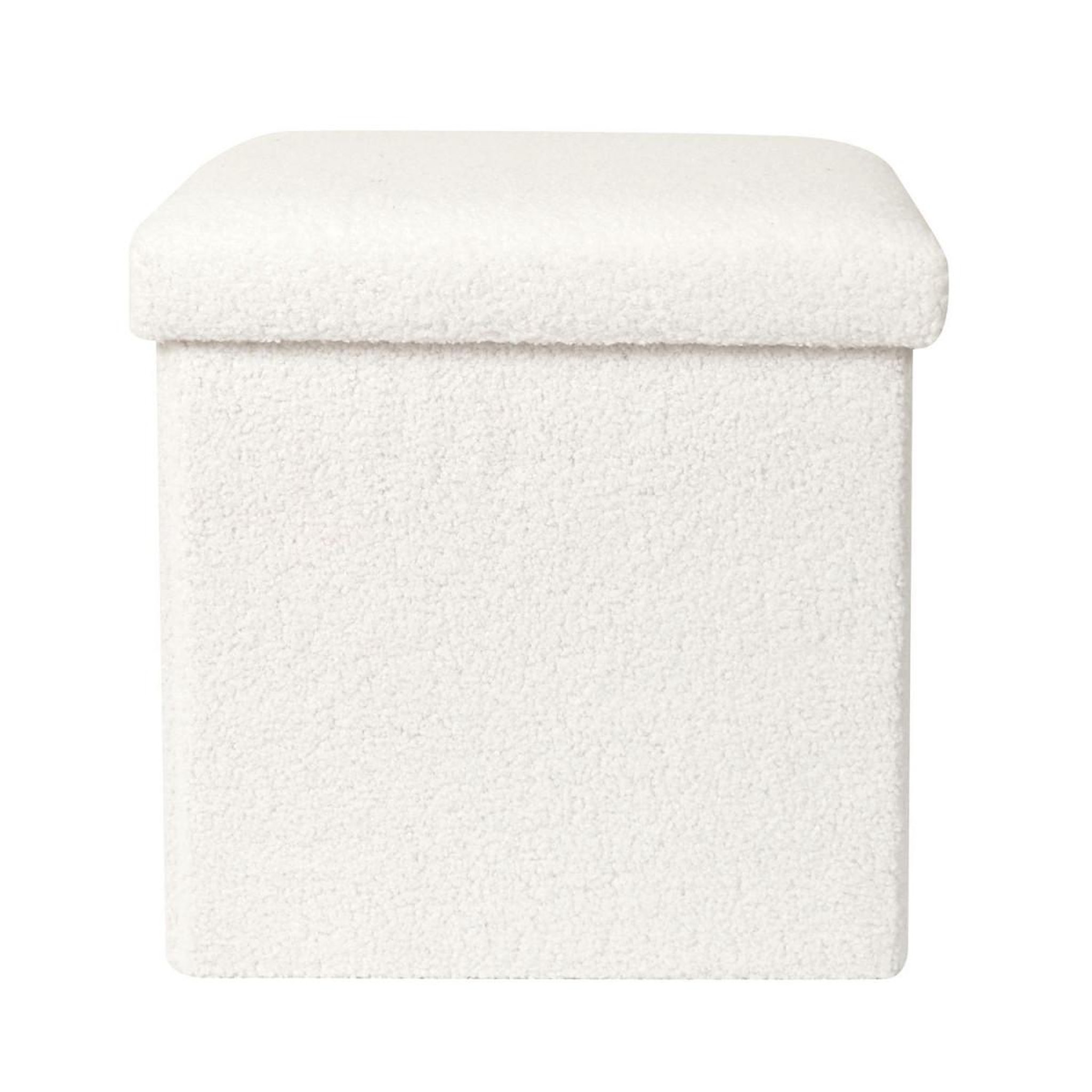 Voir la diapositive 2 : The Home Deco Factory Coffre pouf pliable  bouclette  38cm blanc