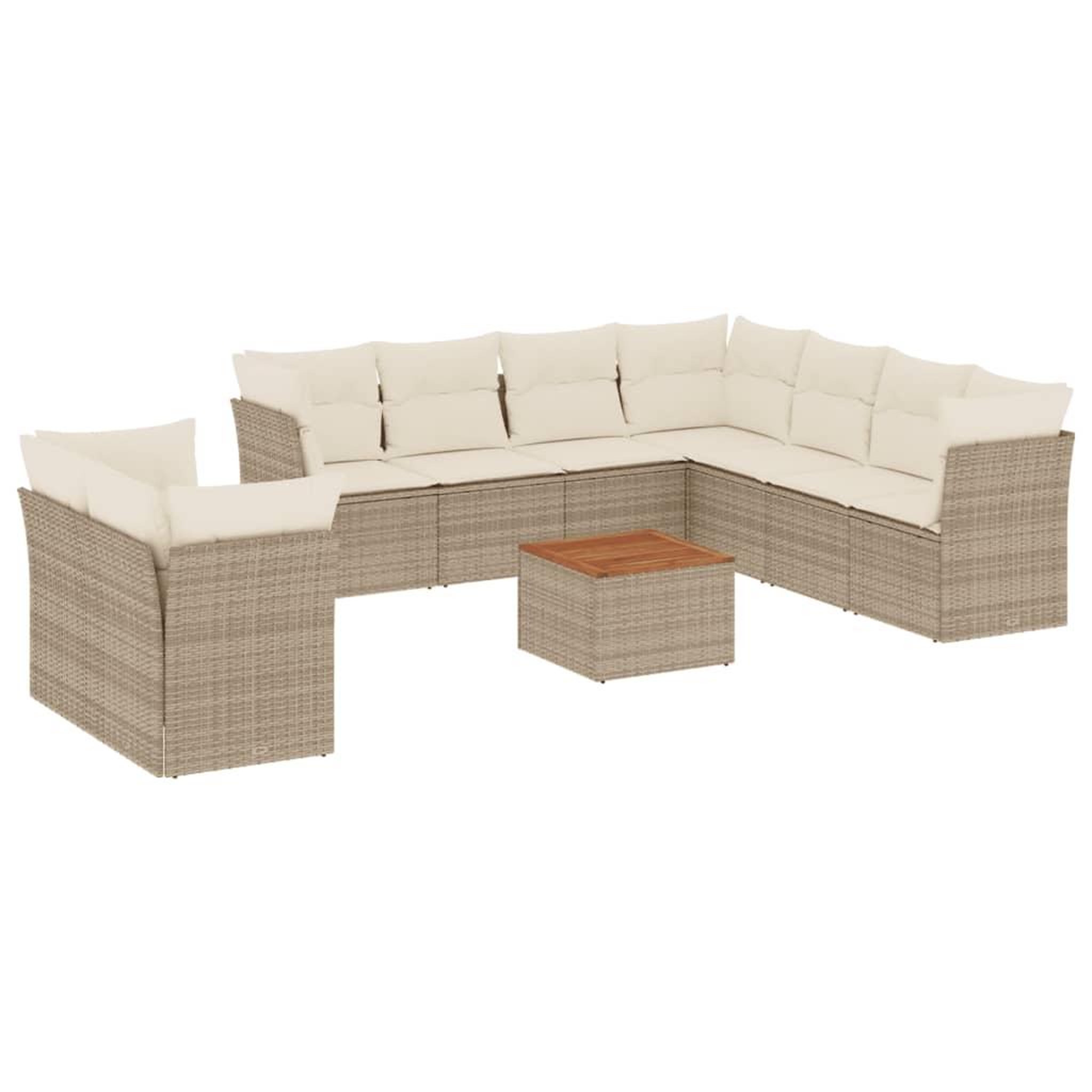 Voir la diapositive 2 : VIDAXL Salon de jardin 11 pcs avec coussins beige resine tressee