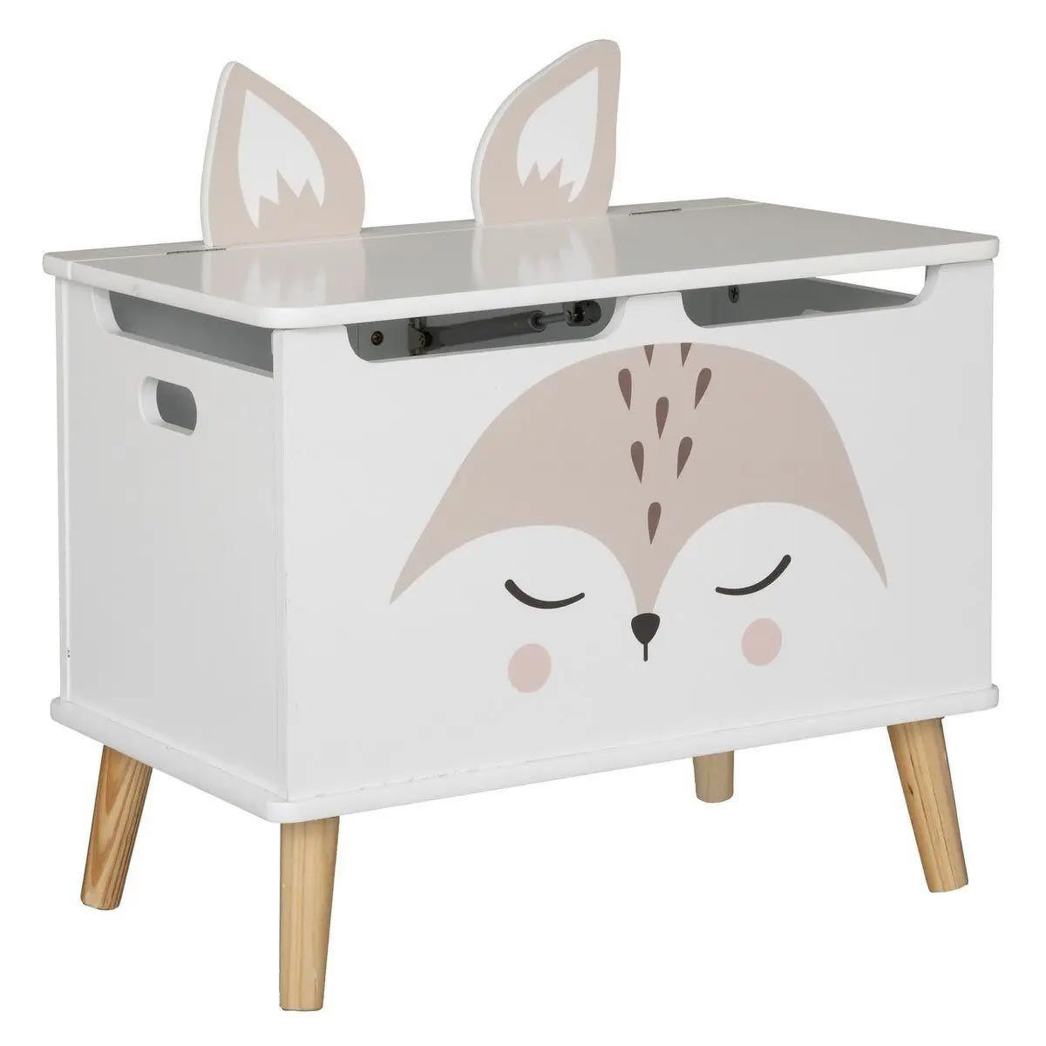 Voir la diapositive 1 : Atmosphera Kids Coffre à jouets enfant  renard  54cm blanc