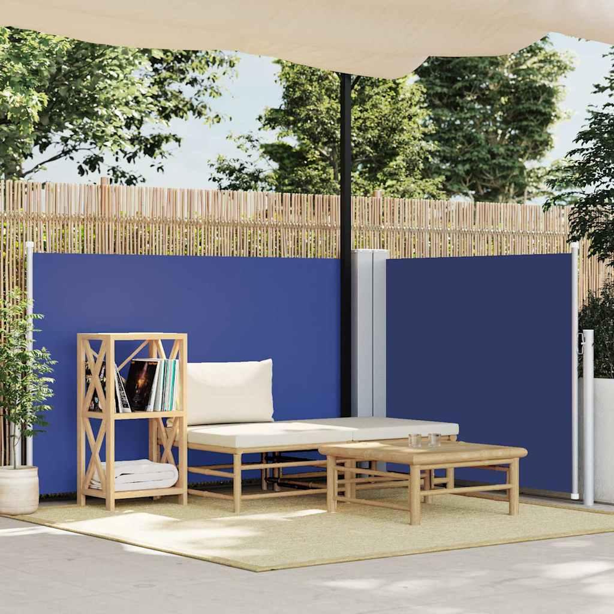 Voir la diapositive 2 : VIDAXL Auvent lateral retractable Bleu 100 x 600 cm