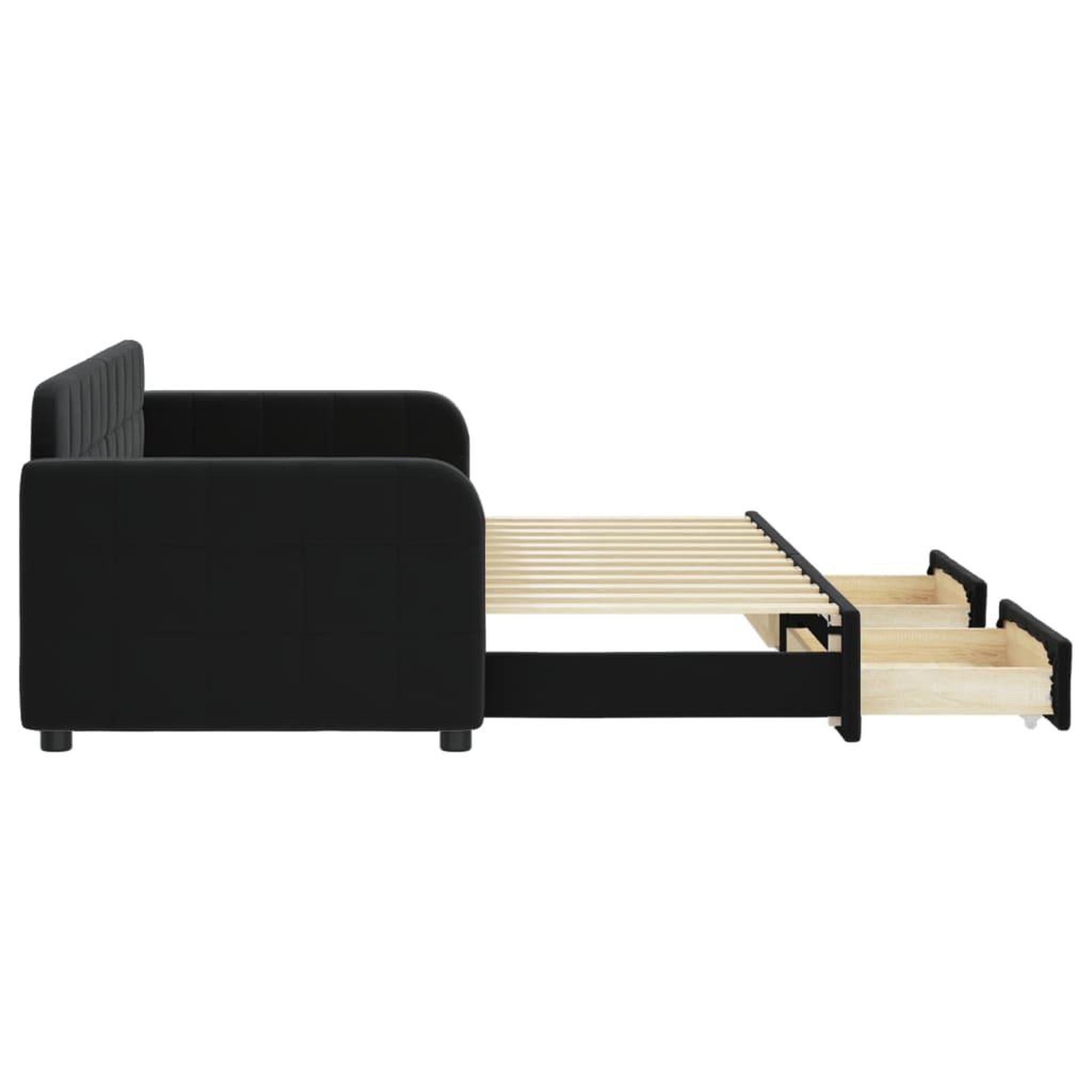 Voir la diapositive 4 : VIDAXL Lit de jour avec gigogne et tiroirs sans matelas noir 80x200 cm