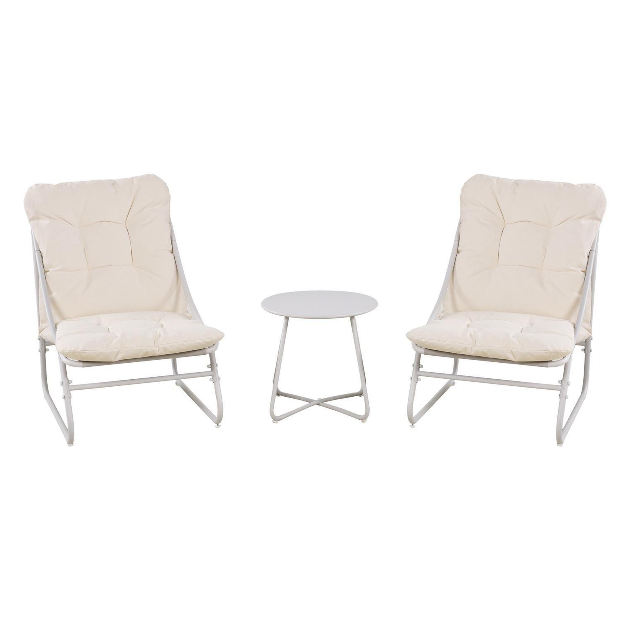 The Home Deco Factory Salon de jardin en acier 2 places antibes - beige