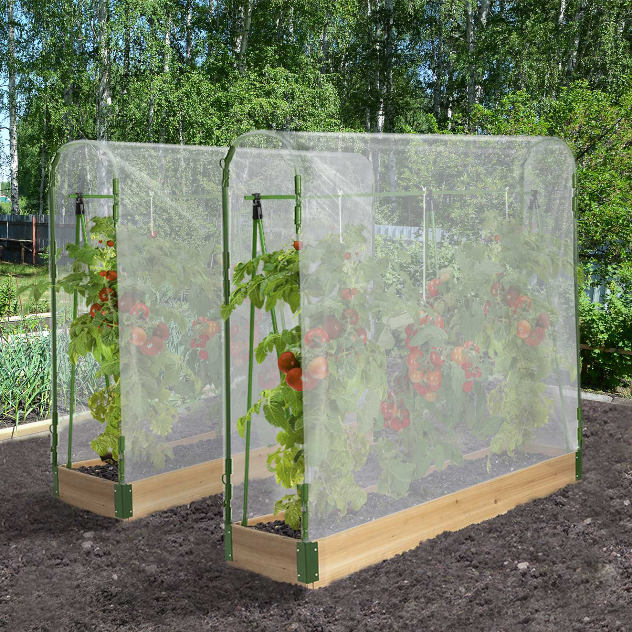 Voir la diapositive 2 : ID MARKET Duo serres à tomates modulables spéciales croissance kit complet bâche + support