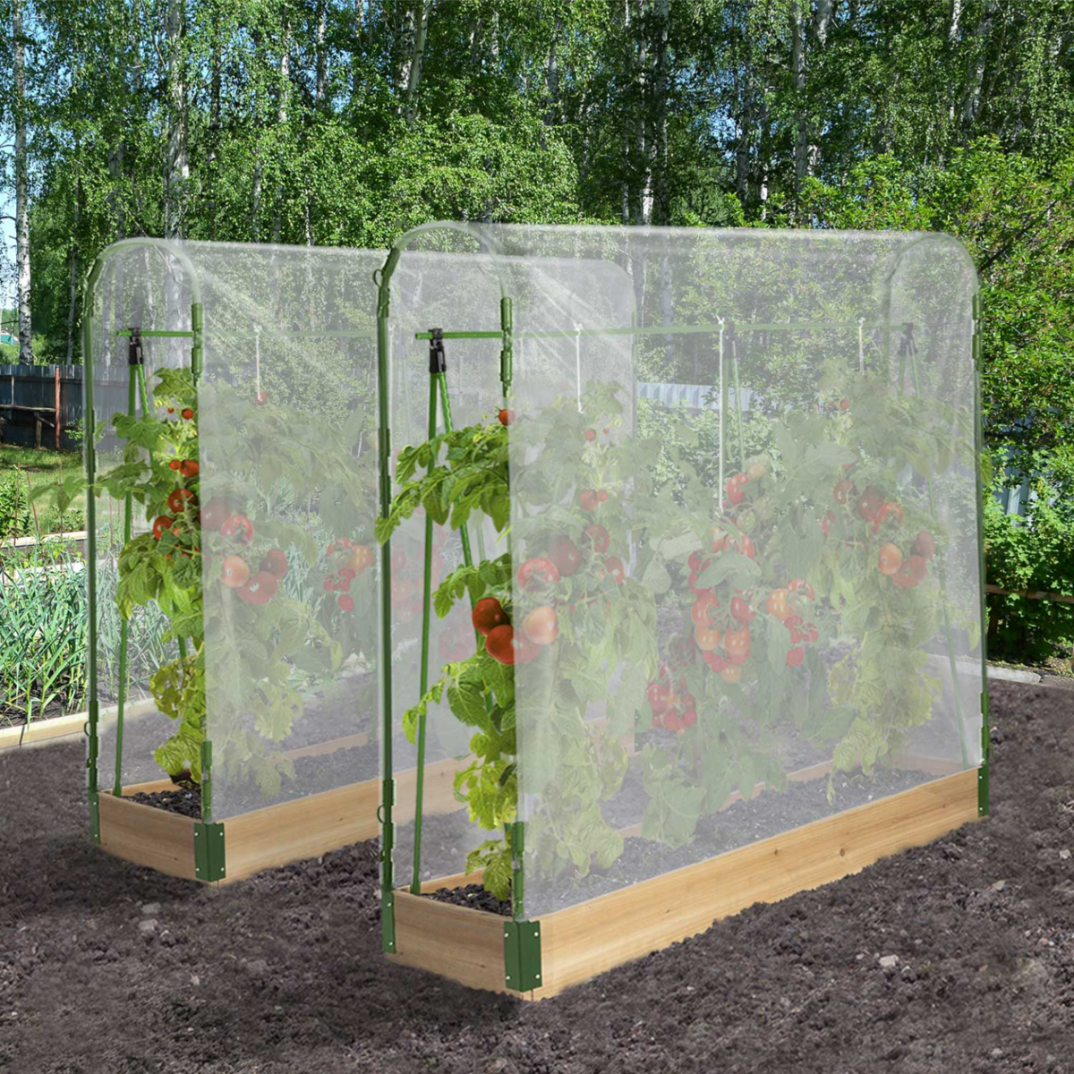 ID MARKET Duo serres à tomates modulables spéciales croissance kit complet bâche + support