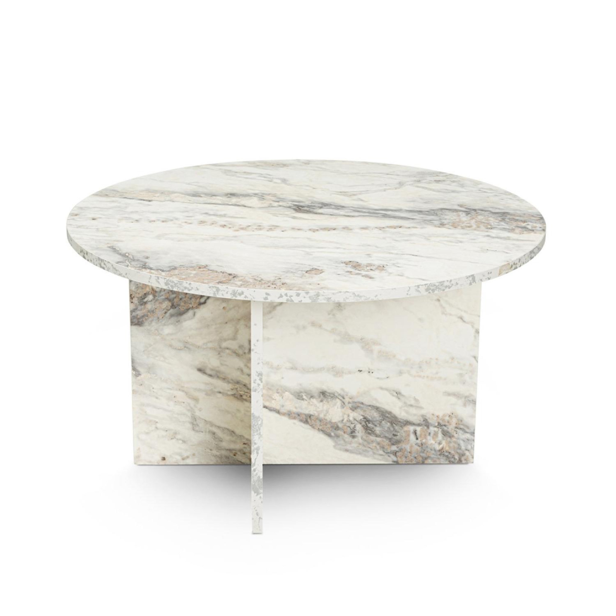 CONCEPT USINE Table basse ronde effet marbre freesia 80x80cm vinu