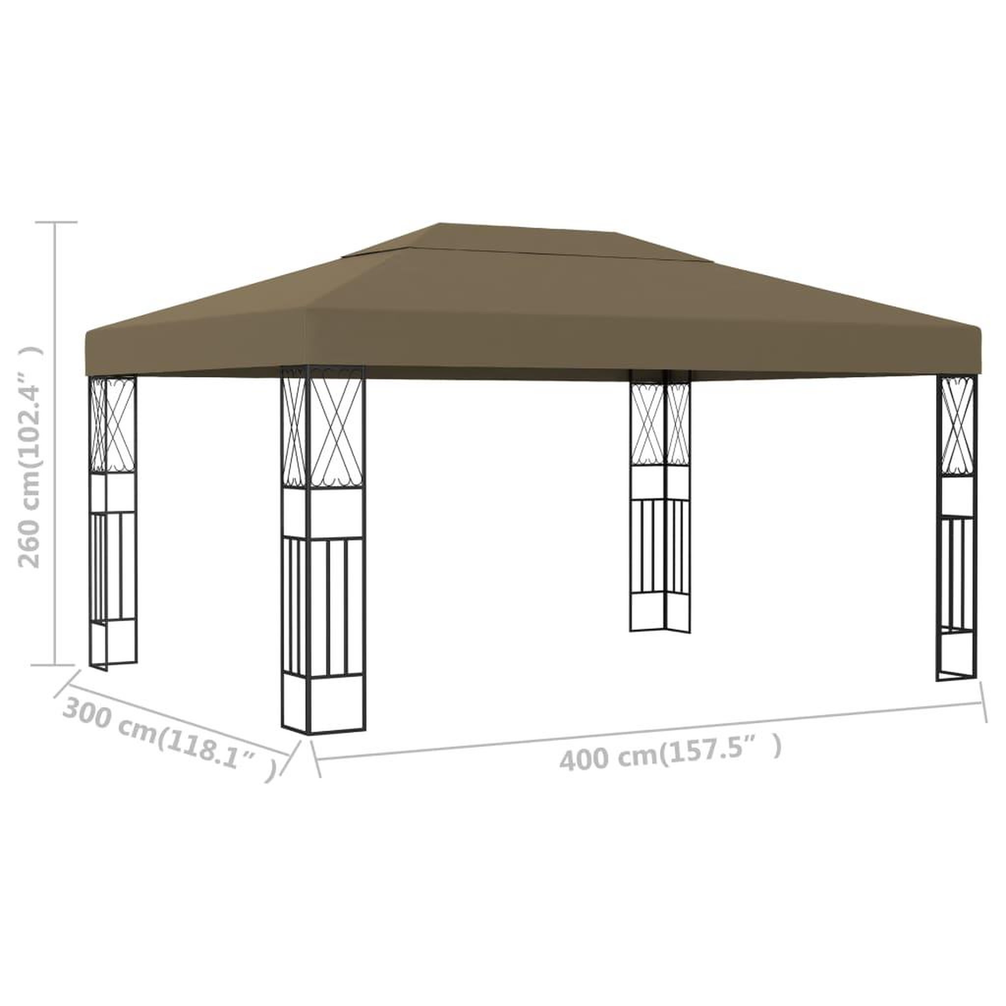 Voir la diapositive 6 : VIDAXL Tonnelle 3x4 m taupe tissu
