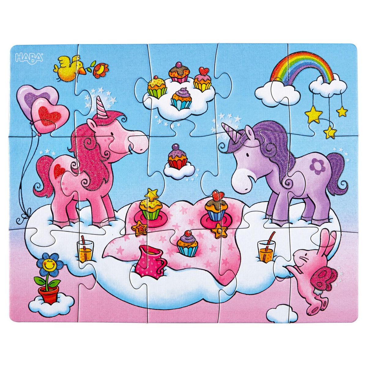 Haba Puzzles de 12 à 18 pièces : 3 puzzles : Licornes dans les nuages