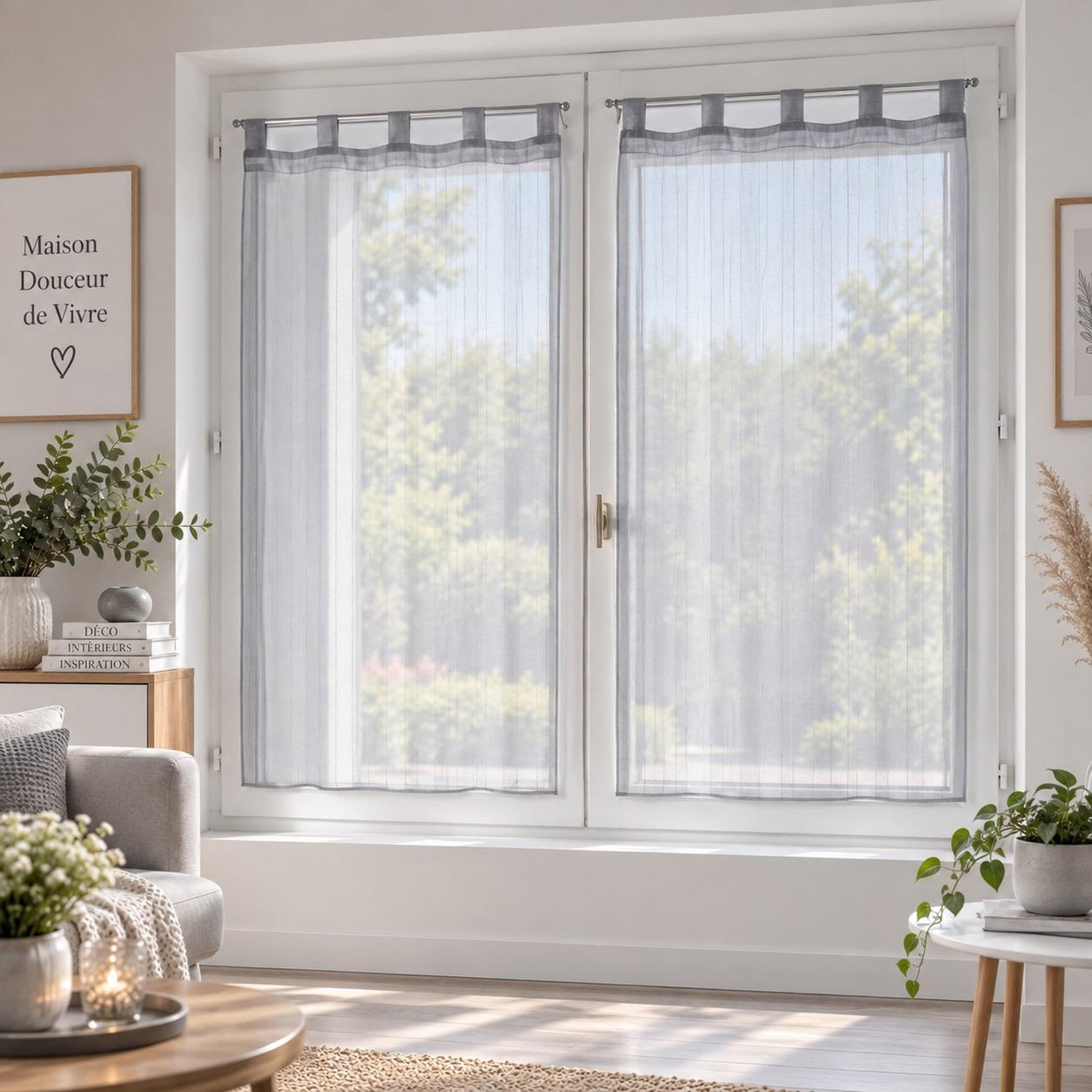 Voir la diapositive 2 : Eden Paire de voile raye horizon design et moderne
