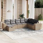 VIDAXL Salon de jardin avec coussins 8pcs melange beige resine tressee