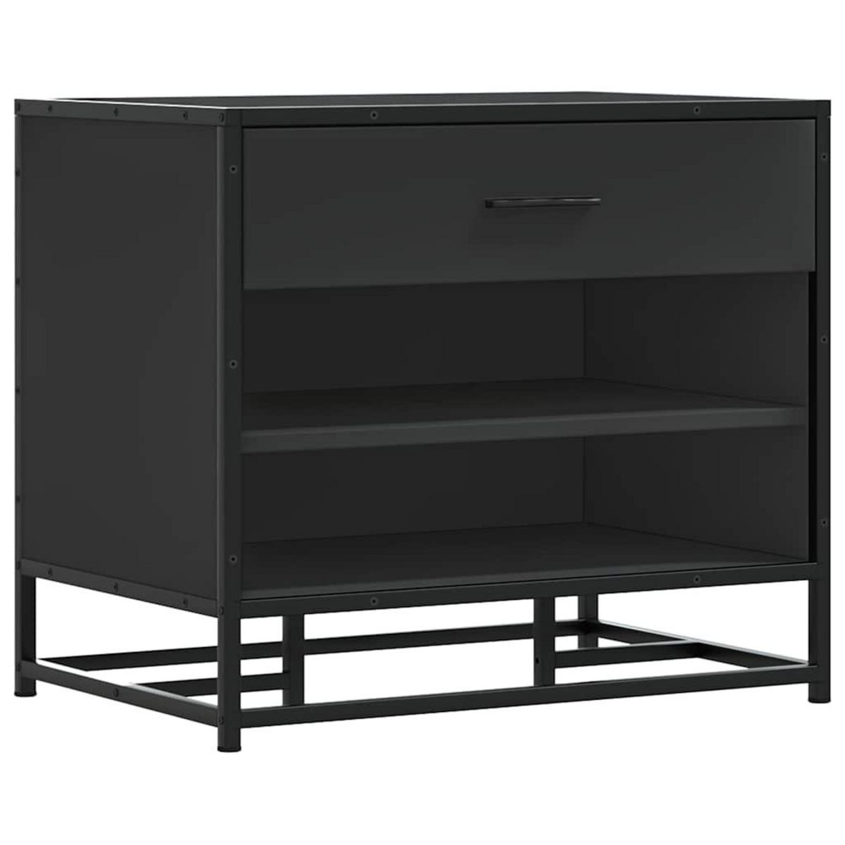 VIDAXL Banc a chaussures noir 60x40x53,5 cm bois d'ingenierie et metal